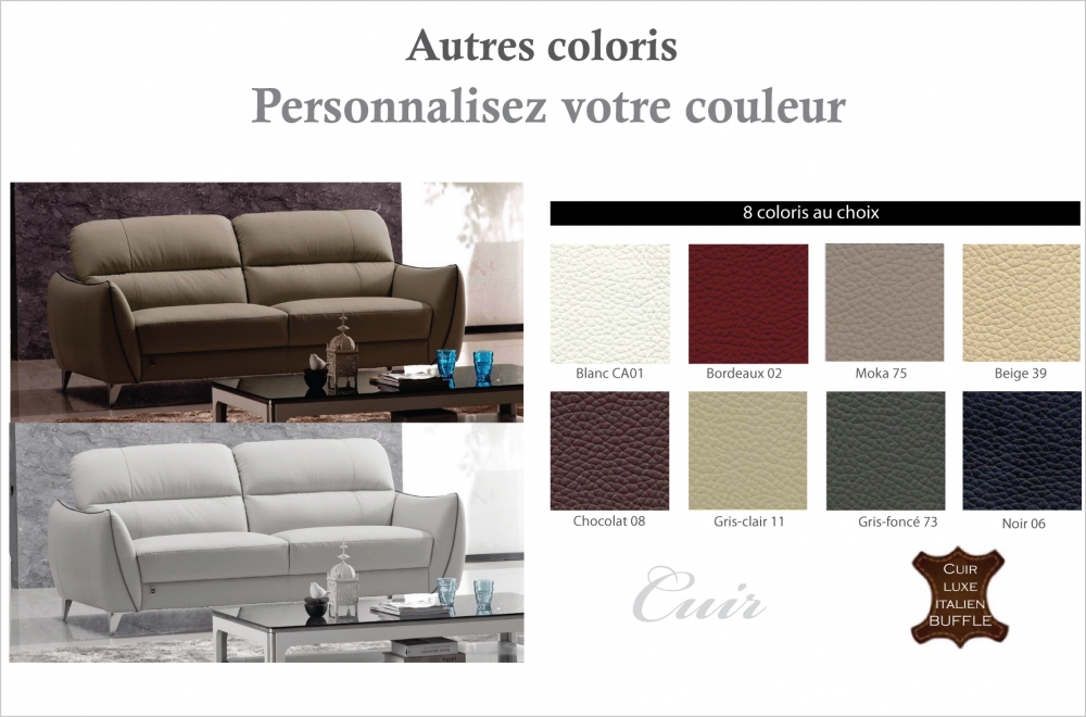 Canapé 3 Places Cuir Buffle Bleu Nuit – Occasion – Solide Et Confortable