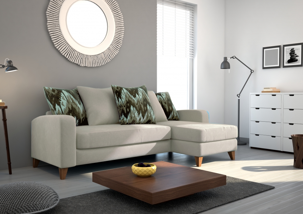 Canapé d'angle gauche en tissu beige TINDRALO | Leroy Merlin